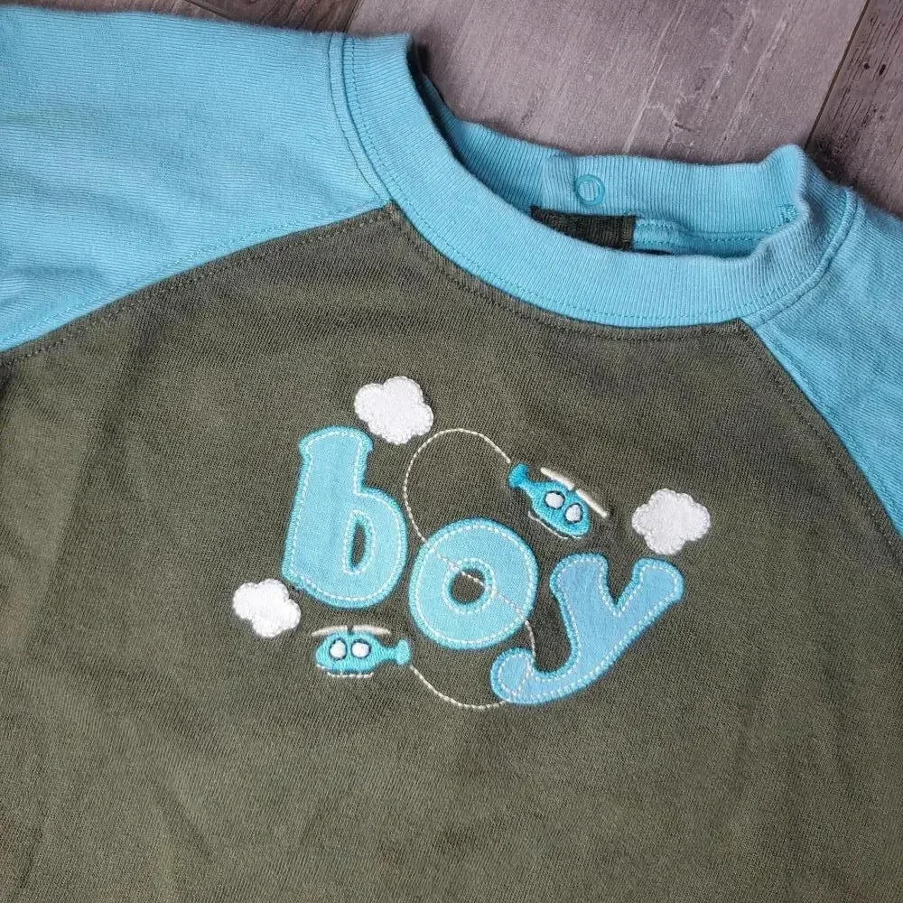 Gymboree Size 12-18m Baby Toddler Boy Long Sleeve T-Shirt Green Blue GUC